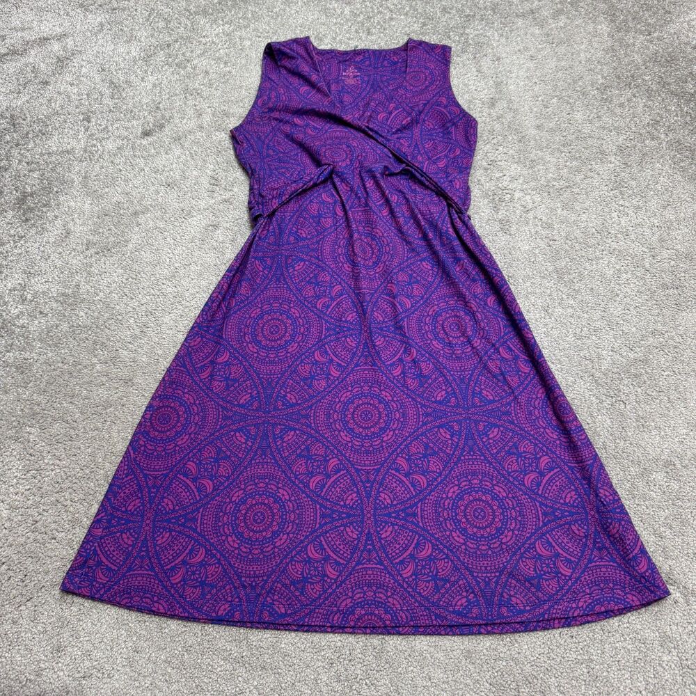 PrAna Mandala Print Crossover Empire Waist A-Line Dress Women Medium Purple Blue